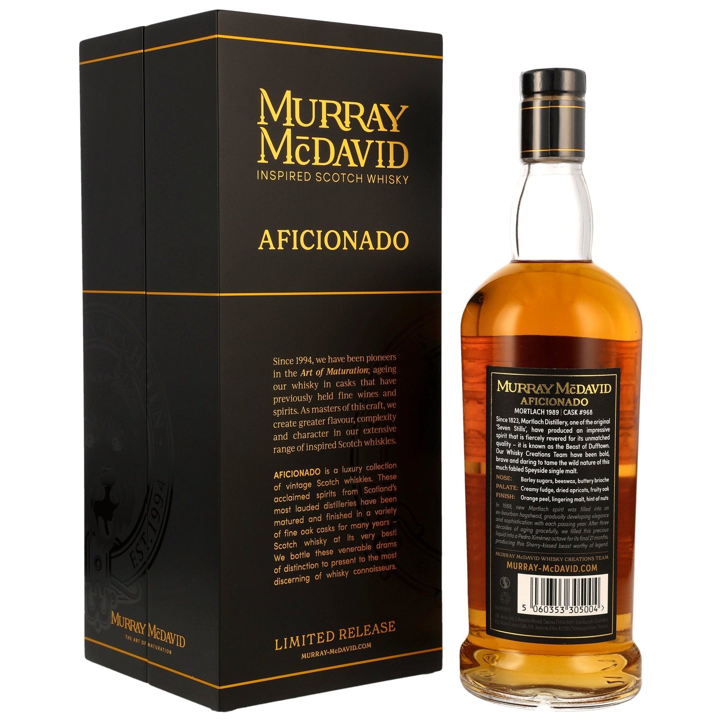 Mortlach 34 1989/2025 - Aficionado Murray McDavid - 1st Fill PX Sherry Octave Finish