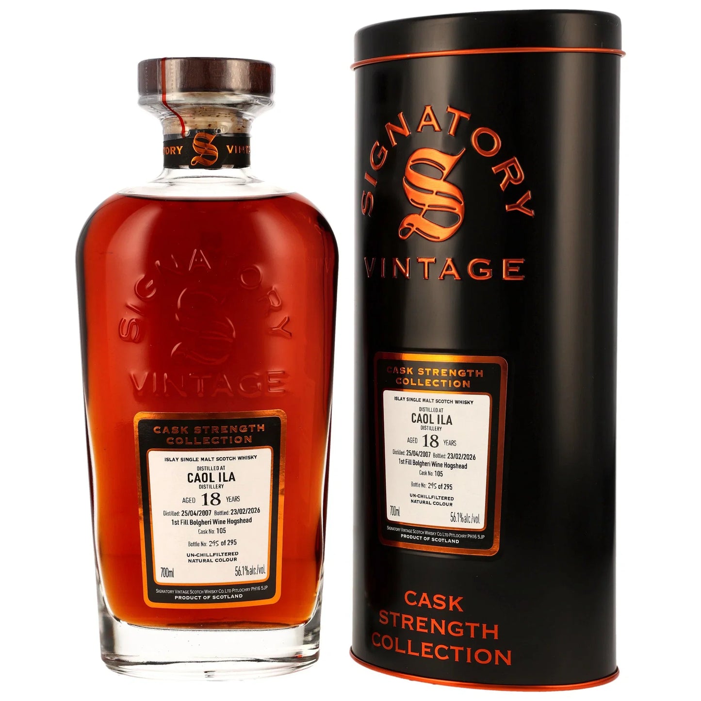 Caol Ila 18 2007/2026 - Signatory Vintage Cask Strength Collection - 1st Fill Bolgheri Wine Cask #105