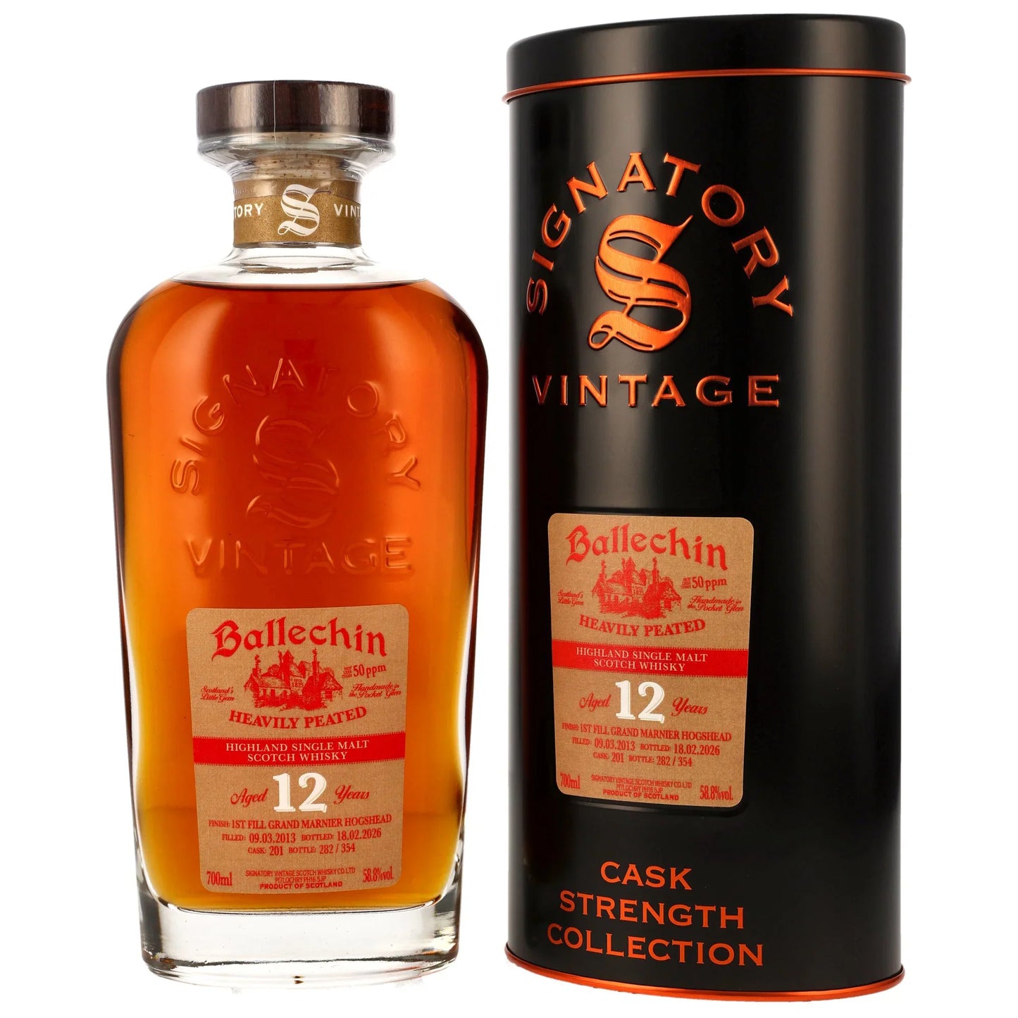 Ballechin 12 2013/2026 - Signatory Vintage Cask Strength Collection - 1st Fill Grand Marnier Hogshead #201