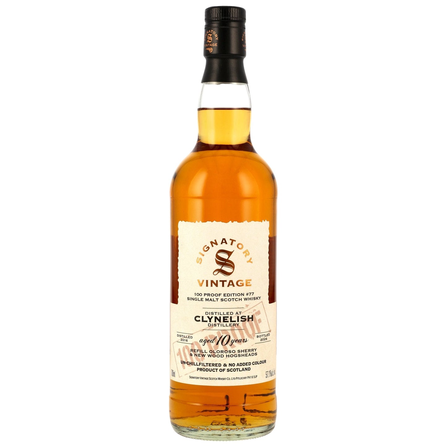 Clynelish 10 2016/2026 - Signatory Vintage - 100 PROOF #77