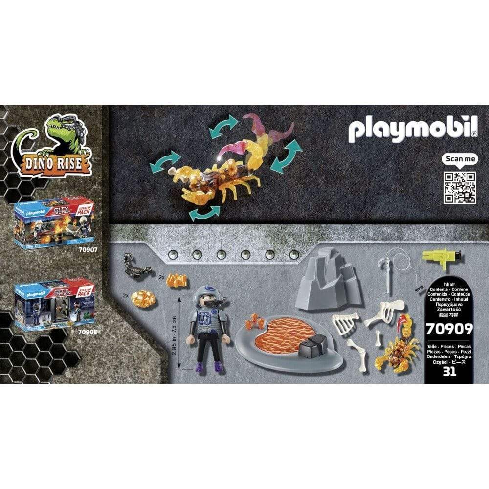 PLAYMOBIL Dino Rise – Feuerskorpion & Ian | Action-Set mit Zubehör | ab 5 Jahren