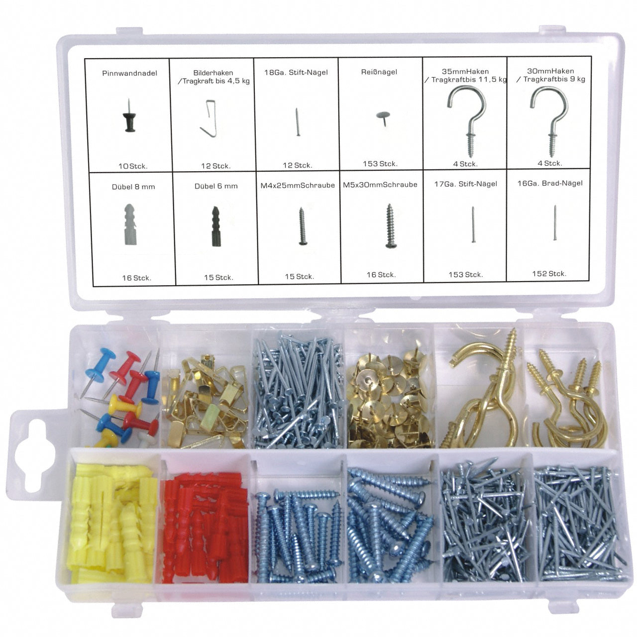 Haushaltssortiment Set 610-tlg - Schrauben Dübel Nägel & Haken 610-tlg