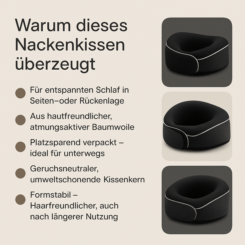 Nackenkissen für erholsamen Schlaf nach der Haartransplantation – kompakt, komfortabel & ideal für Reisen