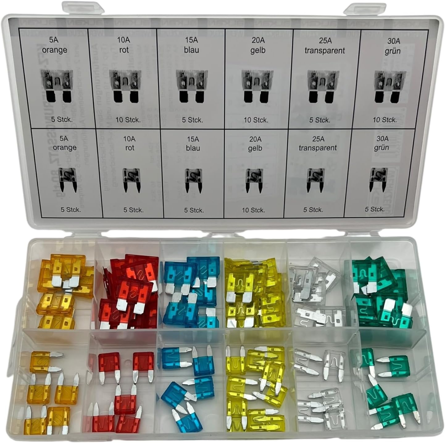 Kunststoff Sicherungen Typ 100 Mini FK1 Flachsicherung Sortiment 80-tlg.