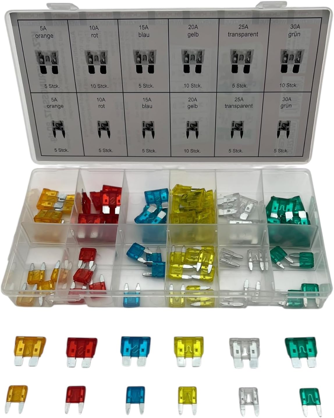 Kunststoff Sicherungen Typ 100 Mini FK1 Flachsicherung Sortiment 80-tlg.