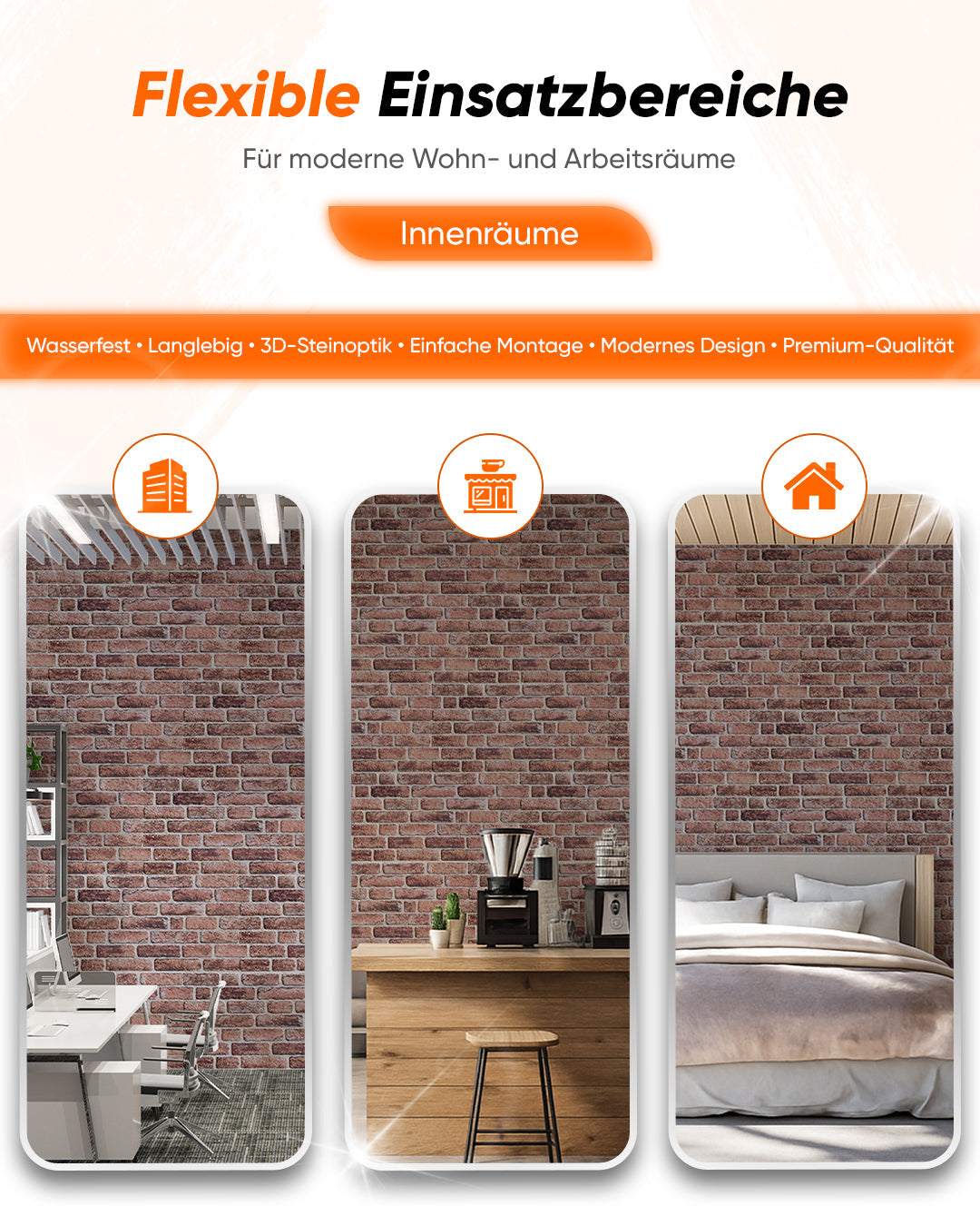 Wandverkleidung Steinoptik 50×100×2 cm | 3D Wandpaneele aus Styropor | Honey Coffee L-1919