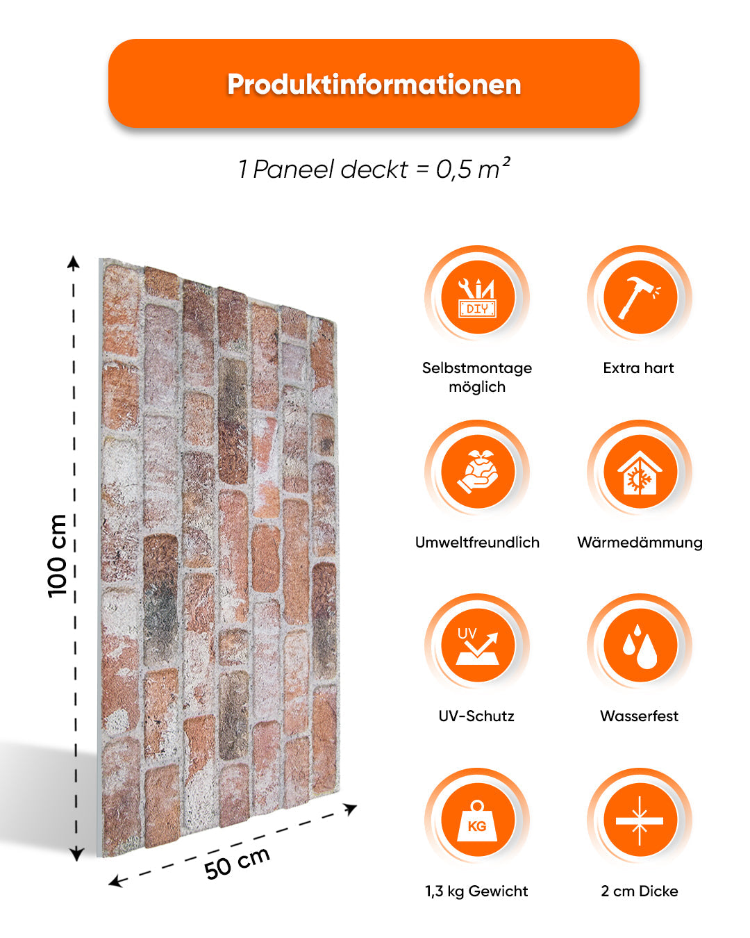 Wandverkleidung Steinoptik 50×100×2 cm | 3D Wandpaneele aus Styropor | Old Temple L-1925