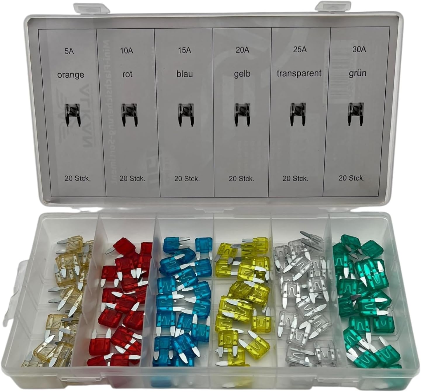 MINI KFZ Sicherungen 11 mm Typ FK1 Flachsicherung Sortiment 120-tlg 5-30 Amper