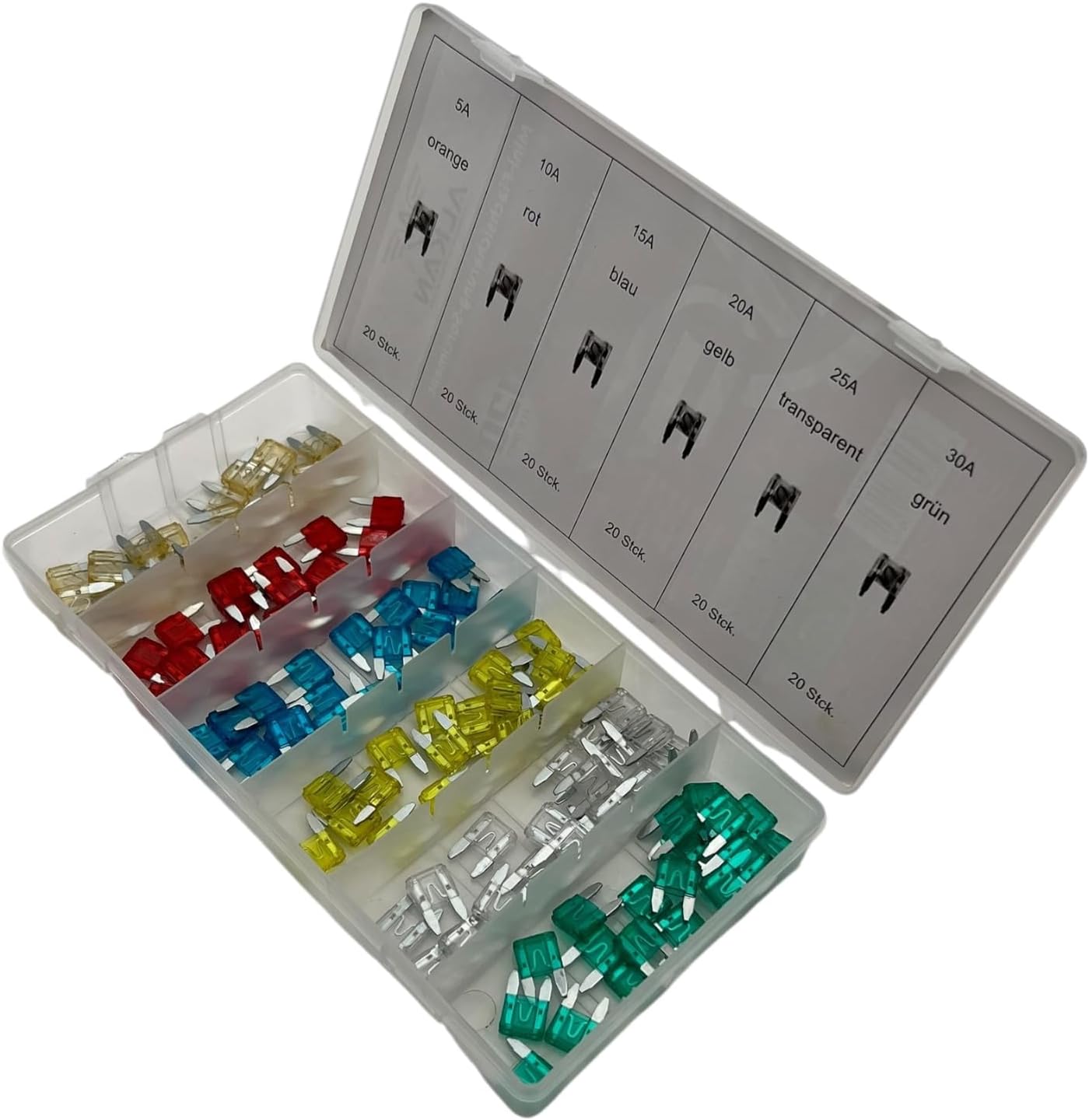 MINI KFZ Sicherungen 11 mm Typ FK1 Flachsicherung Sortiment 120-tlg 5-30 Amper
