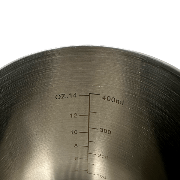 BaristaDelight henkellose Milchkanne mit Leder-Hülle