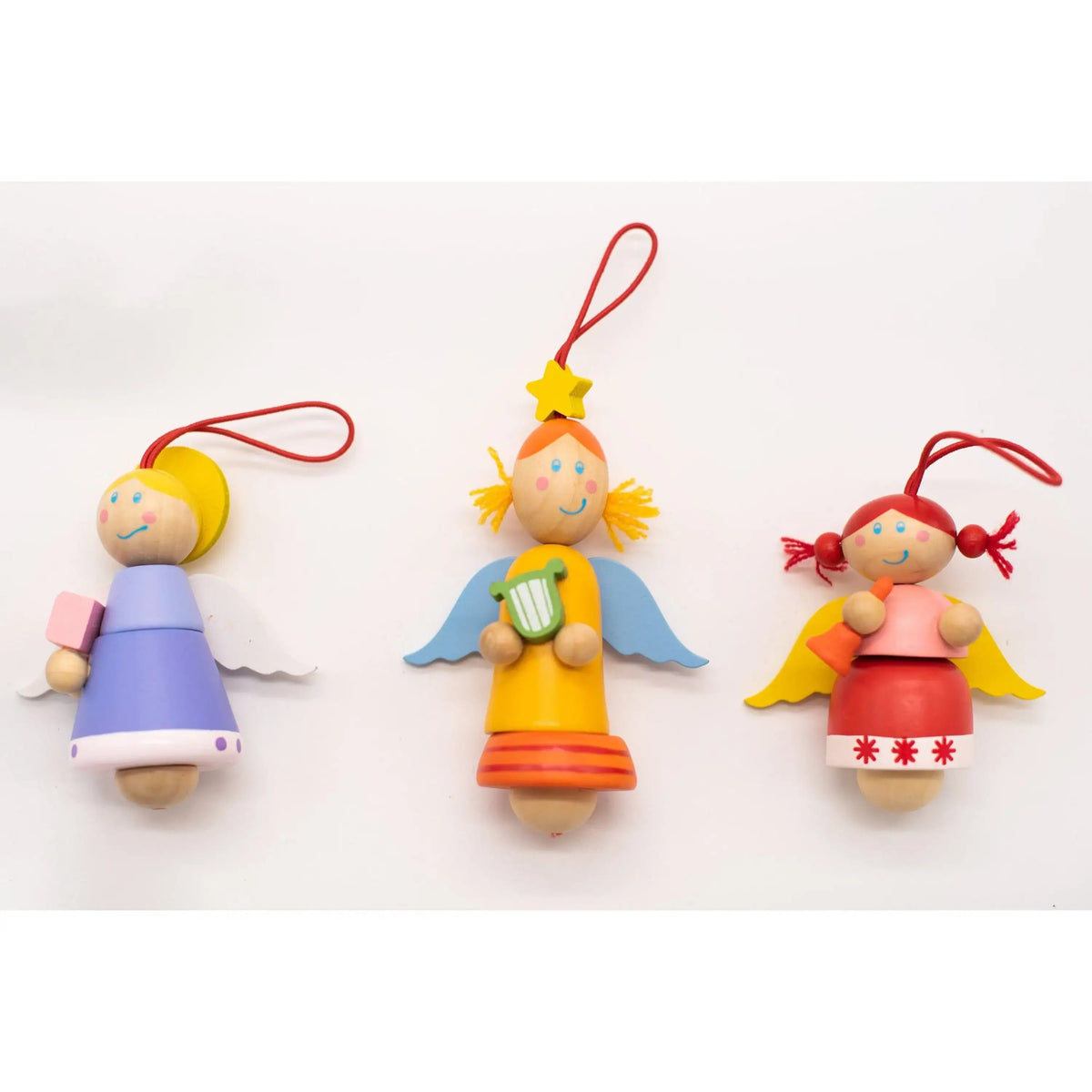 Holz Engel Weihnachtsschmuck 3er Set – Baumschmuck zum Aufhängen